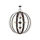 Livex Lighting 45864-04 Bannister 16-Lights 960W Black with Brushed Nickel Accents Chandelier