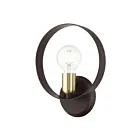 Livex Lighting Modesto 46421-07 60W 1-Light Bronze with Satin Brass Accents Wall Sconce