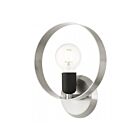 Livex Lighting Modesto 46421-91 60W 1-Light Brushed Nickel with Black Accents Wall Sconce