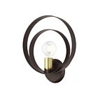 Livex Lighting Modesto 46422-07 60W 1-Light Bronze with Satin Brass Accents Wall Sconce