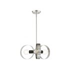 Livex Lighting 46423-91 Modesto 3-Lights 180W Brushed Nickel with Black Accents Chandelier