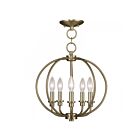 Livex Lighting 4665-01 Milania 5-Lights 300W Antique Brass Convertible Semi-Flush Mount or Pendant