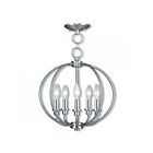 Livex Lighting 4665-91 Milania 5-Lights 300W Brushed Nickel Convertible Semi-Flush Mount or Pendant
