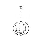 Livex Lighting 4666-04 Milania 6-Lights 360W Black with Brushed Nickel Accents Chandelier