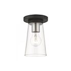 Livex Lighting Cityview 46711-04 1-Lights 60W Black with Brushed Nickel Accents Flush Mount