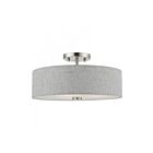 Livex Lighting Dakota 46743-91 3-Lights 180W Brushed Nickel with Shiny White Accents Semi Flush Mount