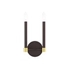 Livex Lighting Karlstad 46882-07 120W 2-Lights Bronze with Satin Brass Accents Wall Sconce