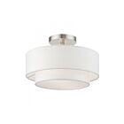 Livex Lighting Meridian 47151-91 2-Lights 80W Brushed Nickel Semi Flush Mount