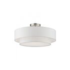 Livex Lighting Meridian 47154-91 3-Lights 120W Brushed Nickel Semi Flush Mount
