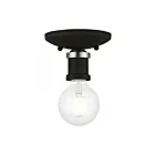 Livex Lighting Lansdale 47160-04 1-Lights 40W Black with Brushed Nickel Accents Flush Mount