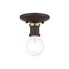 Livex Lighting Lansdale 47160-07 1-Lights 40W Bronze with Antique Brass Accents Flush Mount