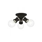 Livex Lighting Lansdale 47169-04 3-Lights 120W Black with Brushed Nickel Accents Flush Mount