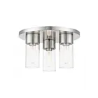 Livex Lighting Carson 48762-91 3-Lights 120W Brushed Nickel Flush Mount