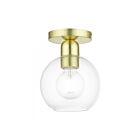Livex Lighting Downtown 48977-12 1-Light 40W Satin Brass Semi Flush Mount