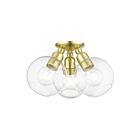 Livex Lighting Downtown 48978-12 3-Lights 120W Satin Brass Semi Flush Mount