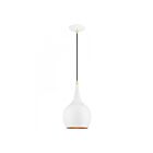 Livex Lighting 49016-69 Andes 1-Light 60W Shiny White with Polished Brass Accents Pendant