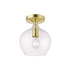 Livex Lighting Aldrich 49087-12 1-Light 60W Satin Brass with Polished Brass Accent Semi Flush Mount