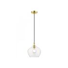 Livex Lighting 49093-12 Aldrich 1-Light 60W Satin Brass with Polished Brass Accent Pendant