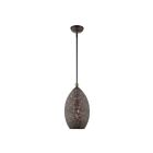 Livex Lighting 49182-07 Charlton 1-Light 60W Bronze with Antique Brass Accents Pendant