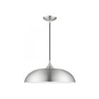 Livex Lighting 49233-66 Amador 1-Light 60W Brushed Aluminum with Polished Chrome Accents Pendant