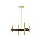 Livex Lighting 49344-12 Denmark 4-Lights 240W Satin Brass with Bronze Accents Chandelier