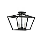 Livex Lighting Devone 49430-04 3-Lights 180W Black with Brushed Nickel Accents Semi Flush Mount