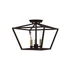 Livex Lighting Devone 49430-07 3-Lights 180W Bronze with Antique Brass Accents Semi Flush Mount