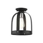 Livex Lighting Stoneridge 49641-14 1-Light 60W Textured Black with Brushed Nickel Accents Semi Flush Mount