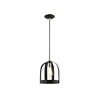 Livex Lighting 49642-14 Stoneridge 1-Light 60W Textured Black with Brushed Nickel Accents Pendant