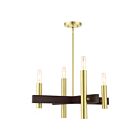Livex Lighting 49994-12 Helsinki 4-Lights 240W Satin Brass with Bronze Accents Chandelier