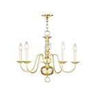 Livex Lighting 5005-02 Williamsburgh 5-Lights 300W Polished Brass Chandelier