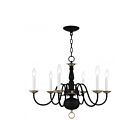 Livex Lighting 5006-04 Williamsburg 6-Lights 360W Black with Antique Brass Accents Chandelier