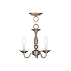 Livex Lighting 5009-01 Williamsburgh 3-Lights 180W Antique Brass Convertible Semi-Flush Mount or Pendant