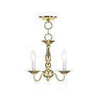 Livex Lighting 5009-02 Williamsburgh 3-Lights 180W Polished Brass Convertible Semi-Flush Mount or Pendant