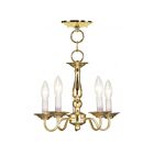 Livex Lighting 5011-02 Williamsburgh 5-Lights 300W Polished Brass Convertible Semi-Flush Mount or Pendant
