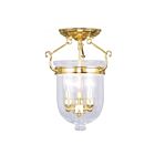 Livex Lighting Jefferson 5061-02 3-Lights 180W Polished Brass Semi Flush Mount
