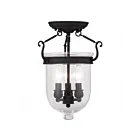 Livex Lighting Jefferson 5061-04 3-Lights 180W Black Semi Flush Mount