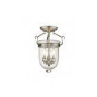 Livex Lighting Jefferson 5061-91 3-Lights 180W Brushed Nickel Semi Flush Mount