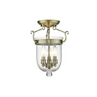 Livex Lighting Jefferson 5081-01 3-Lights 180W Antique Brass Semi Flush Mount