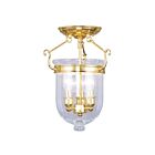Livex Lighting Jefferson 5081-02 3-Lights 180W Polished Brass Semi Flush Mount