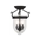 Livex Lighting Jefferson 5081-04 3-Lights 180W Black Semi Flush Mount
