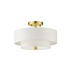 Livex Lighting Meridian 51043-12 2-Lights 120W Satin Brass Semi Flush Mount