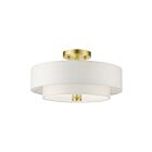 Livex Lighting Meridian 51044-12 3-Lights 180W Satin Brass Semi Flush Mount