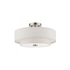 Livex Lighting Meridian 51084-91 3-Lights 180W Brushed Nickel Semi Flush Mount