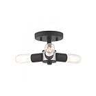 Livex Lighting Copenhagen 51137-04 3-Lights 180W Black with Brushed Nickel Accents Semi Flush Mount