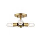 Livex Lighting Copenhagen 51137-12 3-Lights 180W Satin Brass with Bronze Accents Semi Flush Mount
