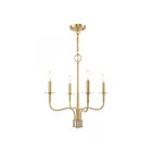 Livex Lighting 51324-12 Lisbon 4-Lights 240W Satin Brass with Brushed Nickel Accent Chandelier