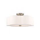Livex Lighting Chelsea 52154-91 3-Lights 180W Brushed Nickel Semi Flush Mount