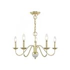 Livex Lighting 52165-02 Windsor 5-Lights 300W Polished Brass with White Accent Chandelier