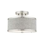Livex Lighting Park Ridge 60421-91 2-Lights 80W Brushed Nickel Semi Flush Mount